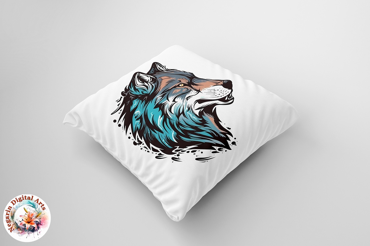 Watercolor Wolf Logo Style Digital, an Object Graphic by Negarin Digital Art (Photo 6 of 9)