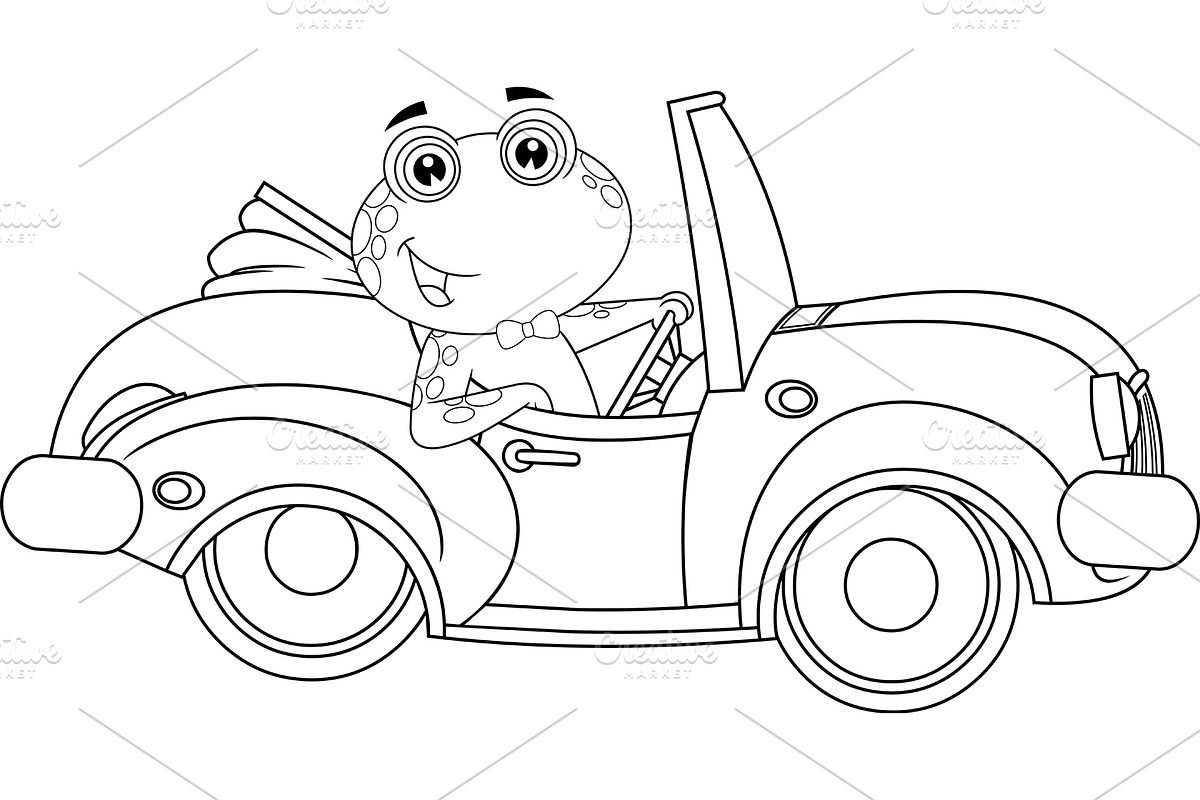 Outlined Cute Frog Cartoon Character, an Illustration by HitToon