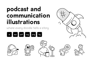 Podcast and Communication Icons, an Outline Icon by Vectors Market