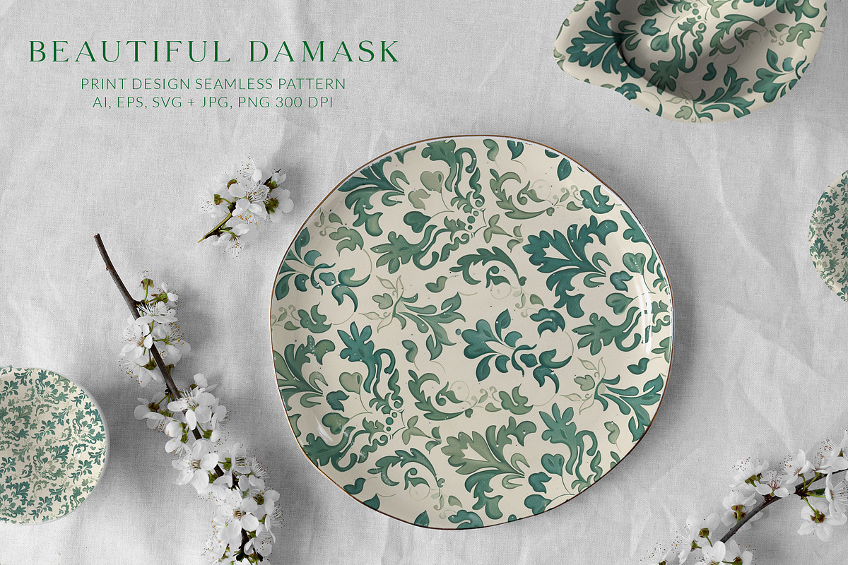 Damask Antique Arabesque Ornament 7, a Pattern Graphic by Olya Creative (Photo 3 of 11)