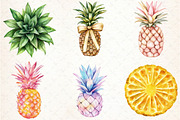Pineapple watercolor clipart set, an Illustration by Libby Wishes (Thumbnail 7 of 7)