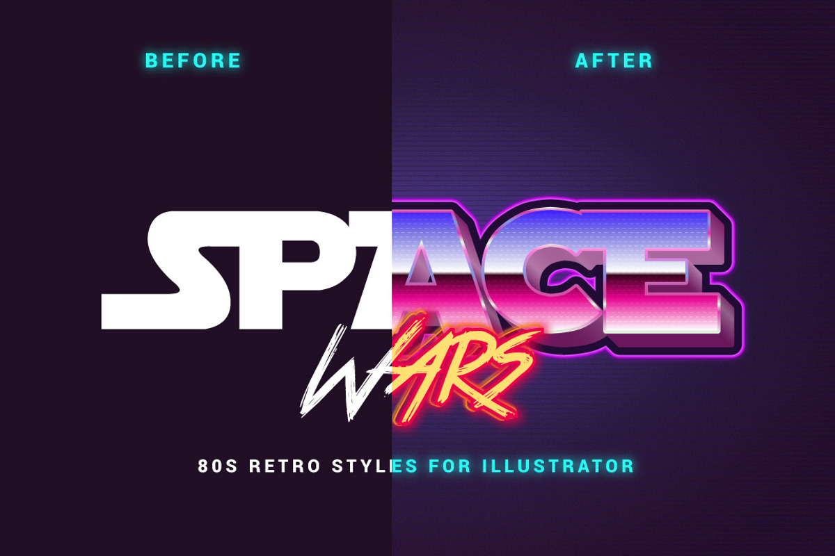 80s Retro Illustrator Styles, a Layer Style Add-On by Vector Galore (Photo 2 of 12)