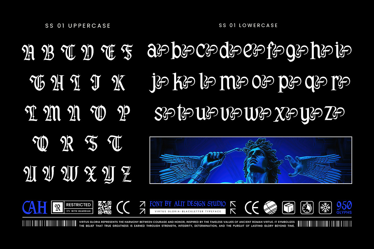Virtus Gloria Typeface, a Blackletter Font by alit design (Photo 12 of 16)