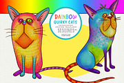 Rainbow Quirky Cat Illustrations PNG, an Animal Illustration by SLS Lines (Thumbnail 4 of 9)