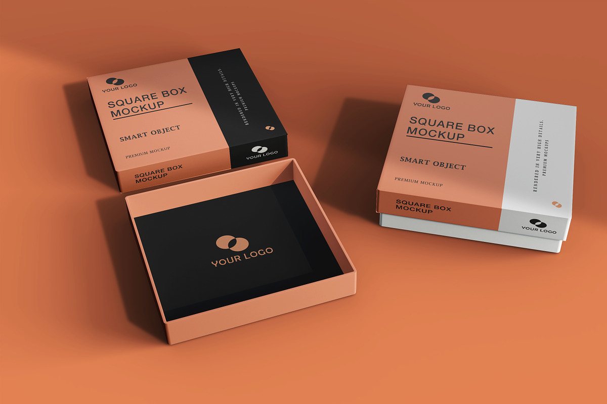 Square box mockup design, a Packaging Mockup by Raihan Rahman (Photo 10 of 14)