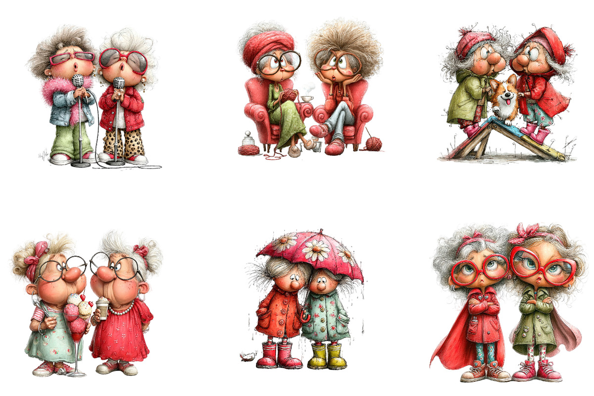 Funny Grandma Best Friends, a Seasonal Illustration by CreationArt (Photo 3 of 5)