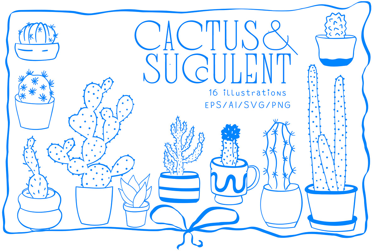 Cactus & Succulent lineart, a Decorative Illustration by Carpet Tapete Pretzel (Photo 1 of 7)