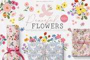 Floral Bundle pattern&clipart 4 in 1, a Background Graphic by Cozy pattern shop (Thumbnail 9 of 10)