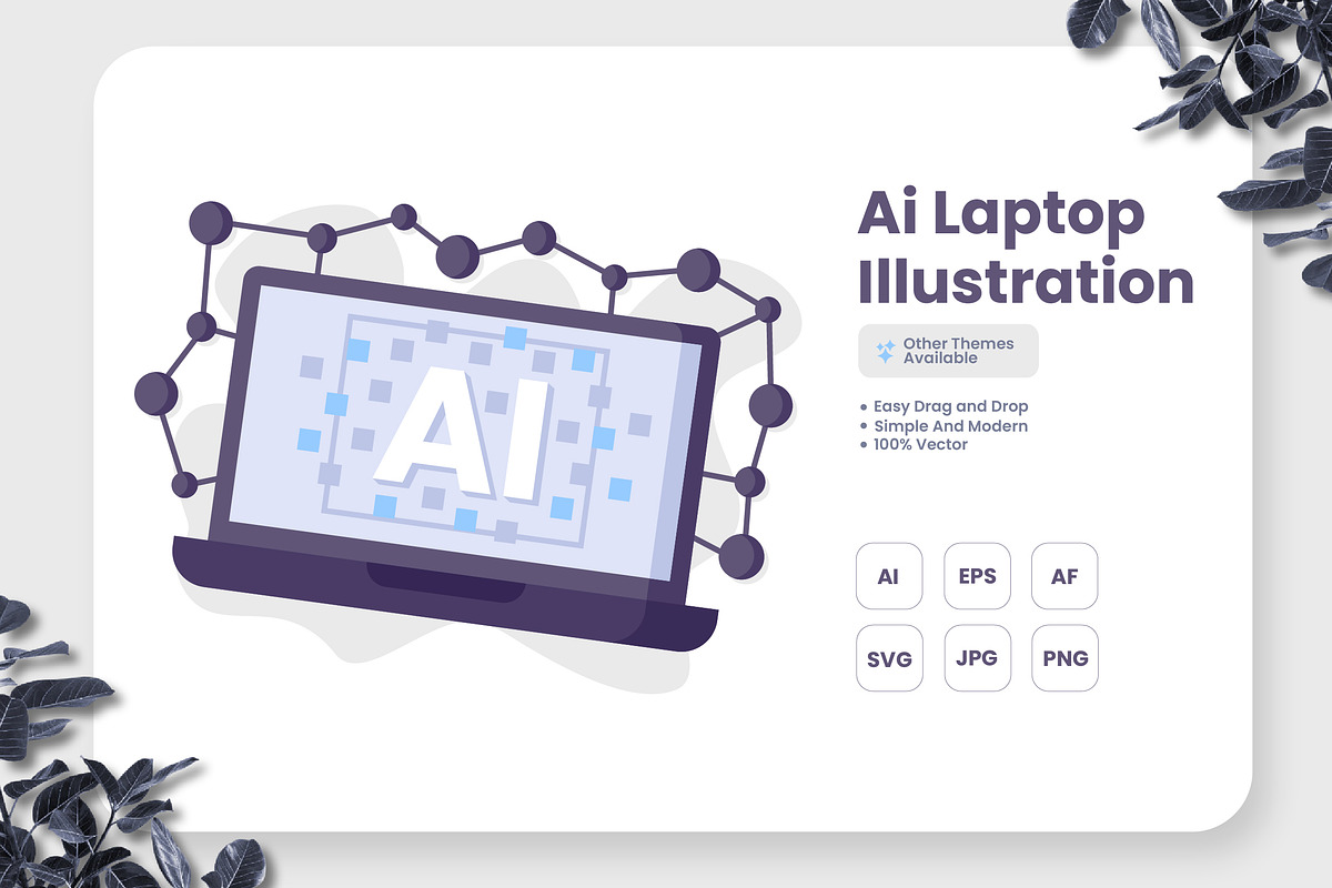 AI Laptop Illustration, a Technology Illustration by erifqizeicon (Photo 3 of 3)