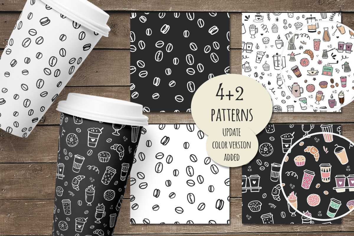 Peace, Love and Coffee set, a Food Illustration by Cozy pattern shop (Photo 9 of 12)