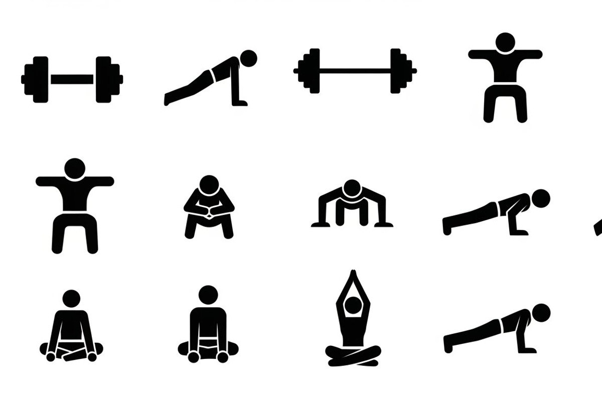 Fitness Workout Silhouette Icon Set, an Illustration by musafir_fashion (Photo 28 of 51)