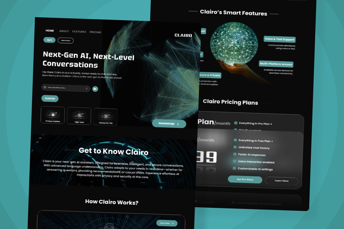 Clairo – Chatbot UI Design Template, a Landing Page Template by twinstd (Photo 4 of 5)