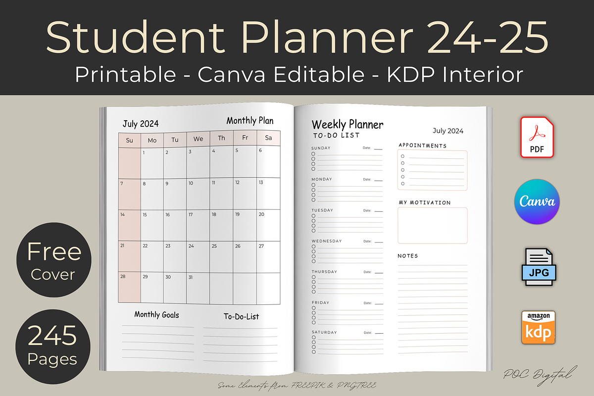 Student Planner Template 2024-25, a Templates & Theme by POC Digital (Photo 1 of 9)