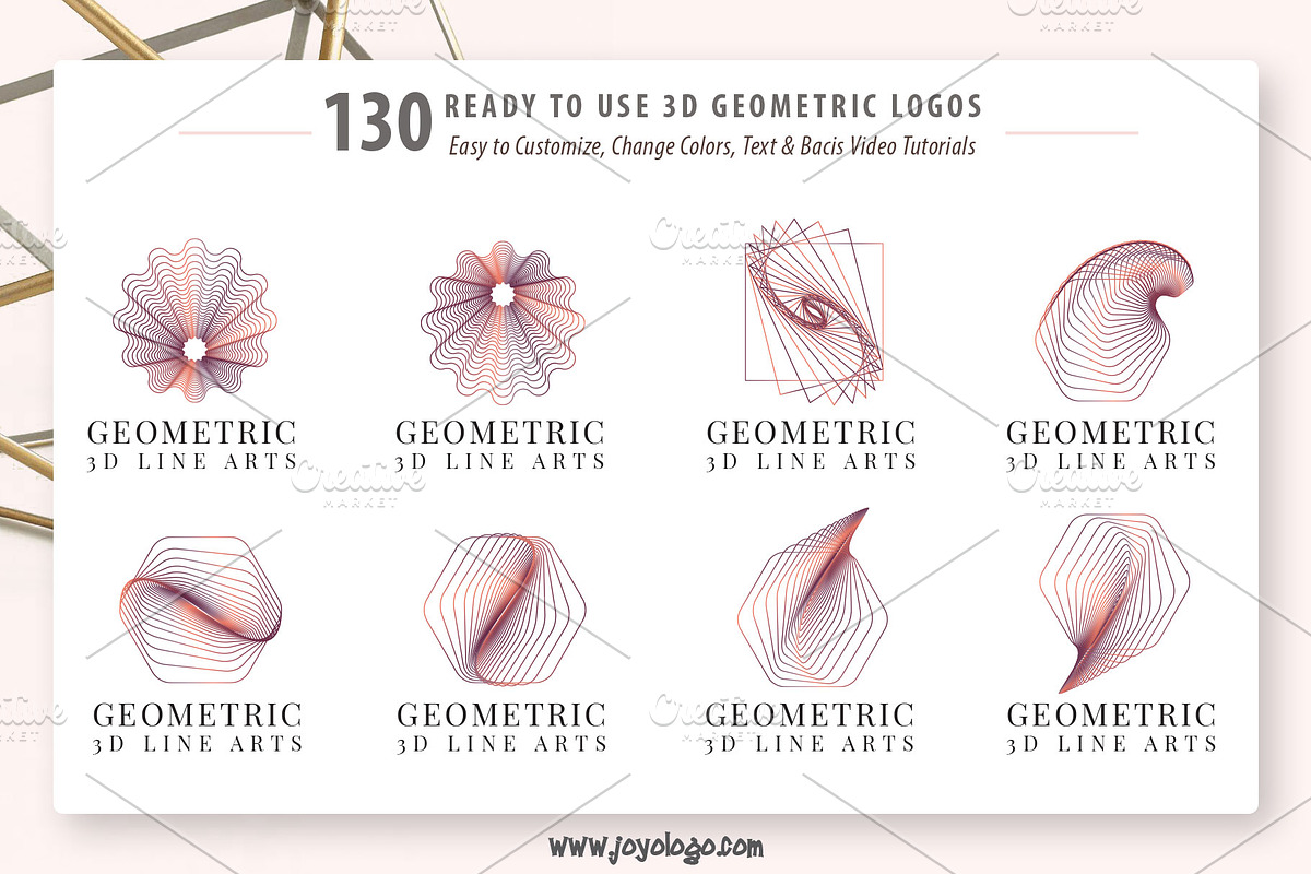 Geometric Logo Generator 3D Line Art, a Branding & Logo Template by joyologo (Photo 15 of 24)
