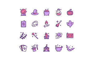 Magic Witch Halloween Signs Icons