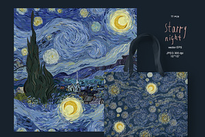 Starry Night Seamless Vector Set