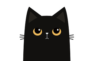 Cute funny cat. Yellow eyes. Vector, an Animal Illustration by Worldofvector