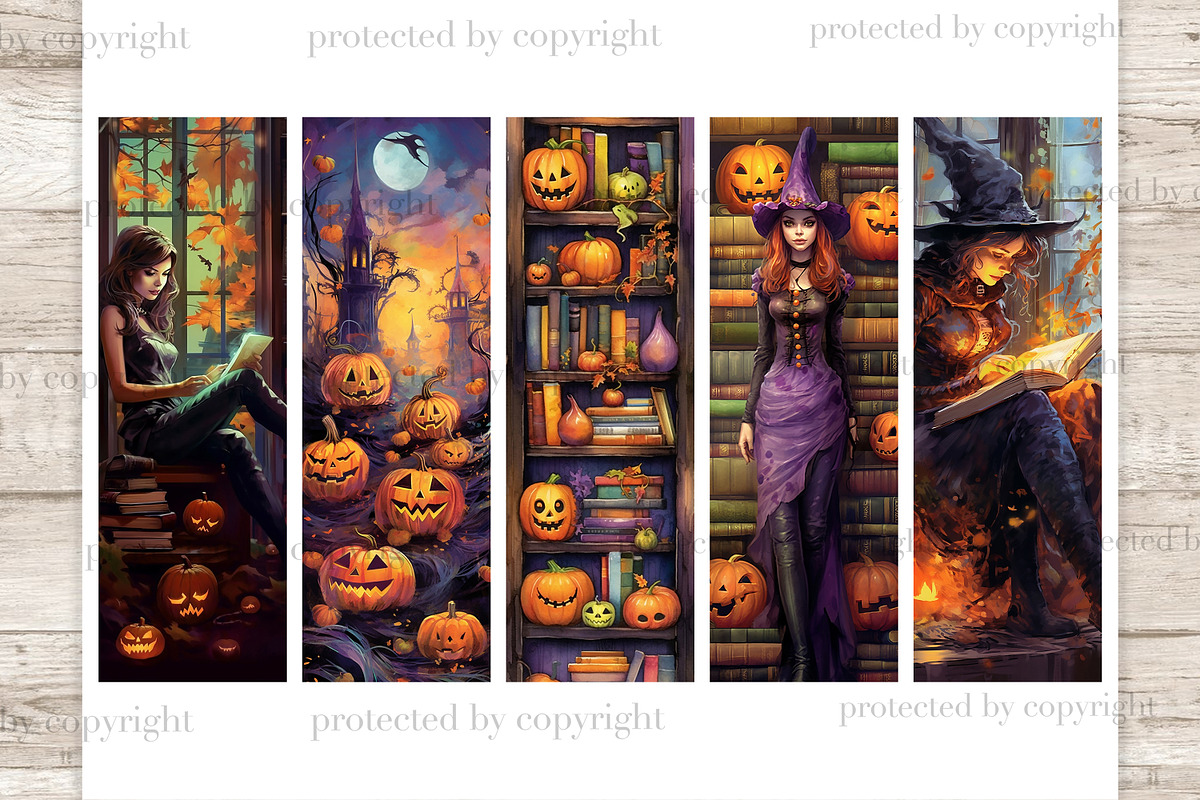 Halloween Bookmarks Printable, a Person Illustration by GlamArtZhanna (Photo 3 of 3)