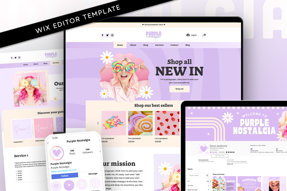 Purple Wix Store Template Bundle, a Wix Template by Template Twist Shop (Photo 1 of 10)