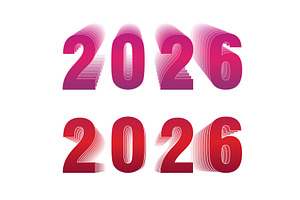 Layered 3D 2026 Text in Gradient Red, an Illustration by piter.goskov