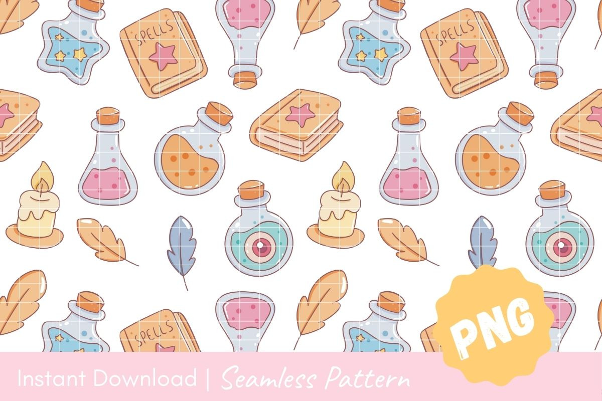 Cute Seamless Pattern Pastel Magic, a Texture Illustration by CpSnowy (Photo 2 of 5)