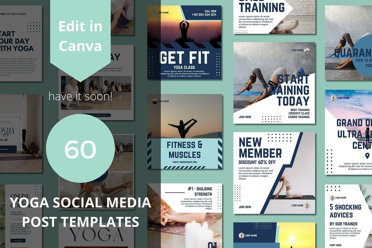 Yoga Social Media Post Templates, a Social Media Template by BoontenStudio (Photo 1 of 7)