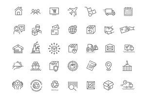 Shipping icons, an Outline Icon by Tettygreen