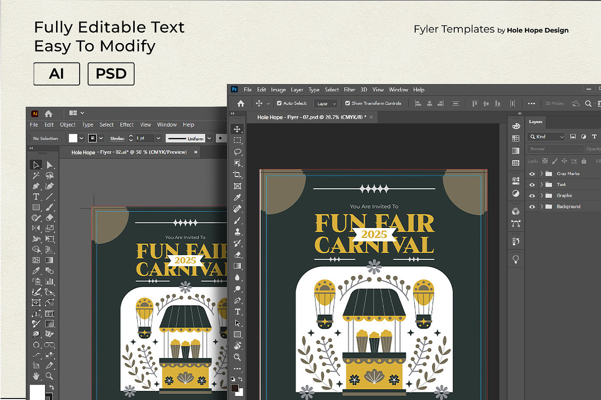 Folk Art Fun Fair Carnival Flyer, a Flyer Template by Hole Hope Design (Photo 5 of 6)