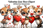 Valentine Cute Deer Clipart, an Illustration by Dream Creation (Thumbnail 1 of 6)