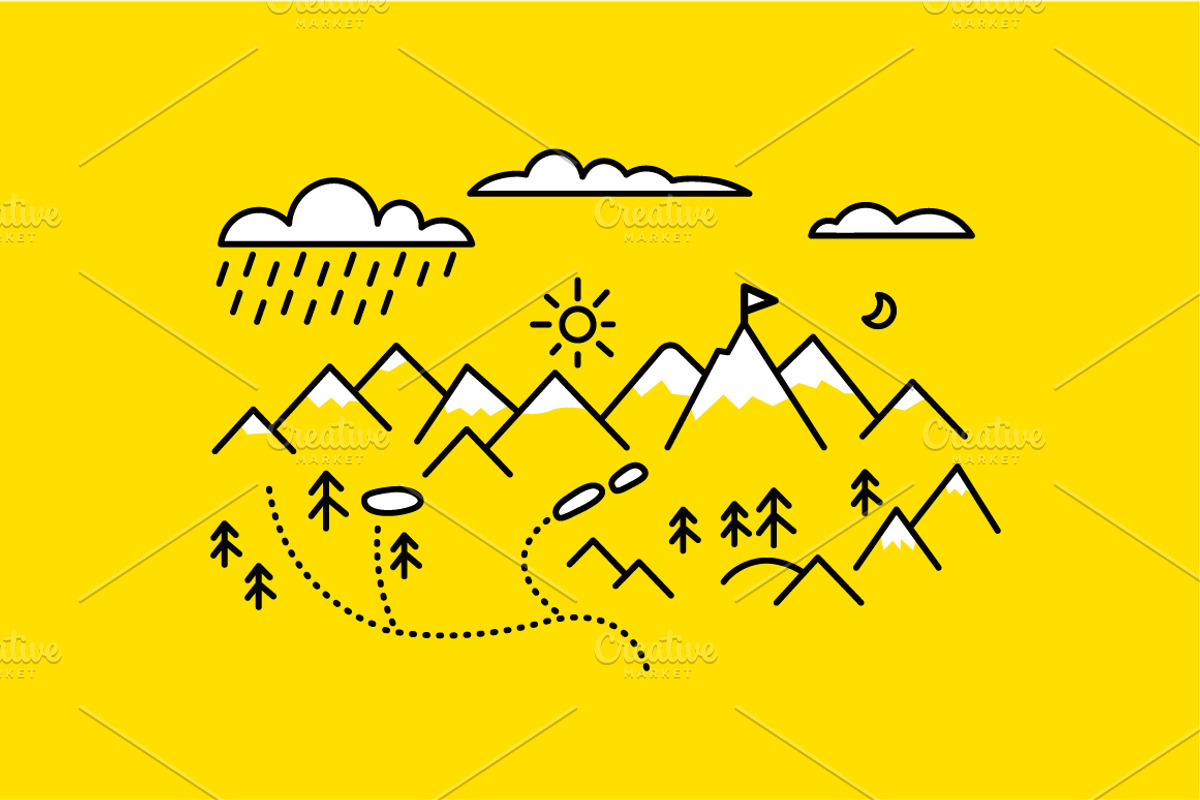 Mountains map, set graphic elements, a Texture Illustration by Ilia Design (Photo 3 of 7)