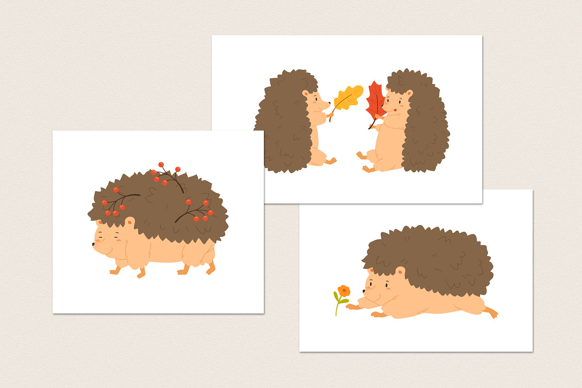 Cute cartoon hedgehog set, an Animal Illustration by Good Studio (Photo 5 of 5)