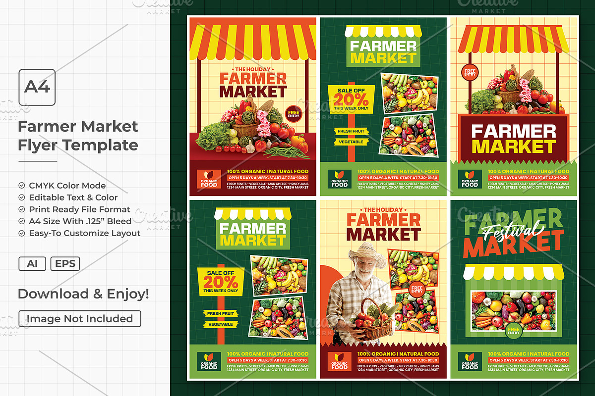 Farmer market flyer template bundle, a Flyer Template by Yunus Ahmad (Photo 1 of 4)