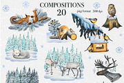 Winter Animal Watercolor Clipart Set, an Animal Illustration by DiashaArt (Thumbnail 3 of 22)