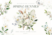 Watercolor easter bunnies clipart, an Animal Illustration by MariGraphic boutique (Thumbnail 1 of 10)