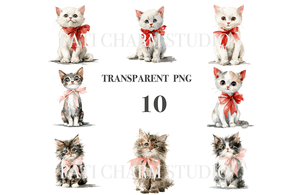 10 Cat Clipart, an Animal Illustration by Pati Charm Studio (Photo 3 of 8)