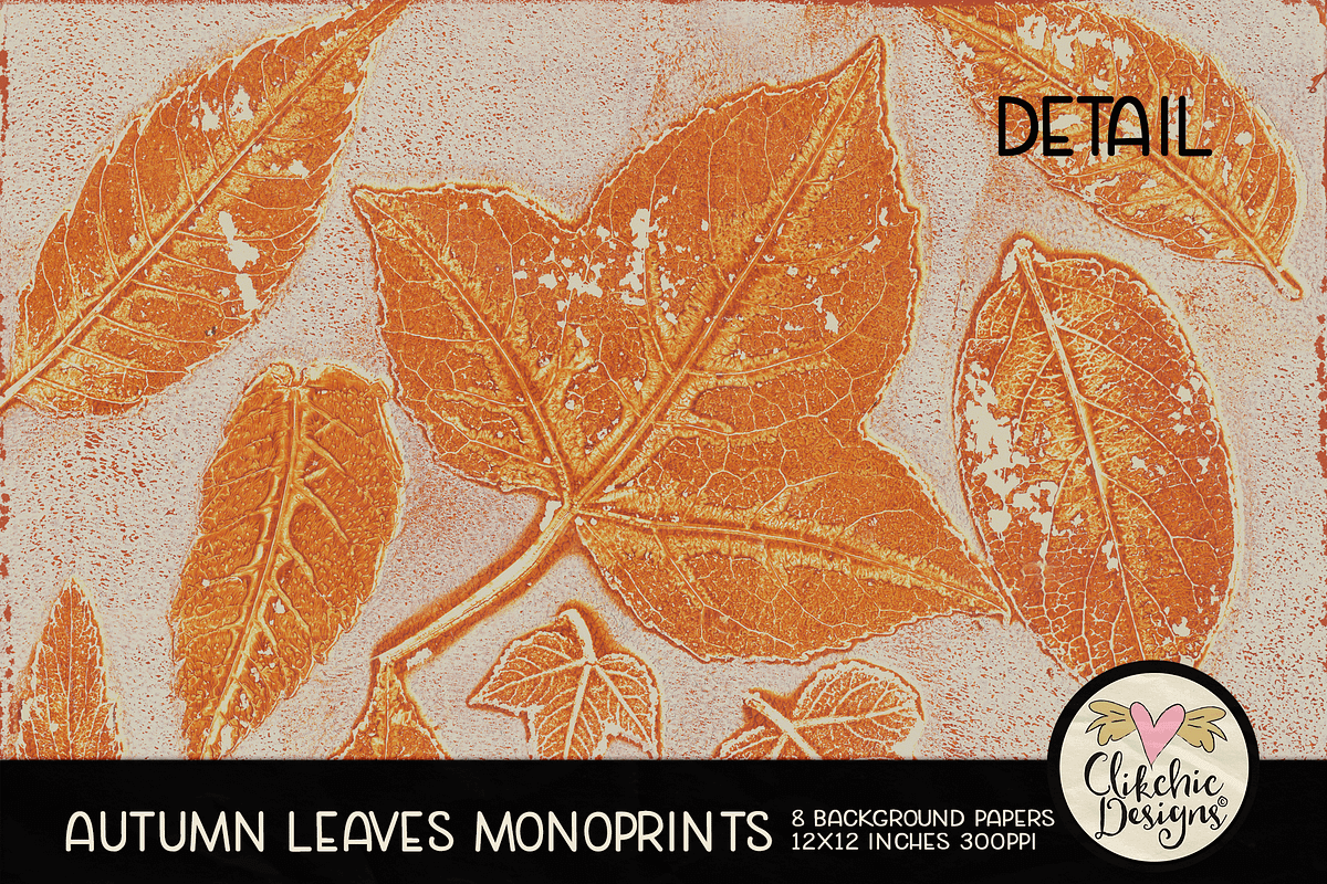 Autumn Leaves Monoprint Backgrounds, a Texture Graphic by Clikchic Designs (Photo 3 of 5)