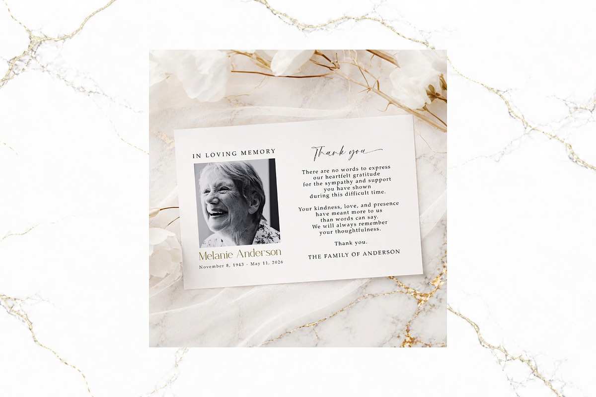 Funeral Thank You Card Canva FR002, a Card Template by TyphoonStudio (Photo 1 of 5)