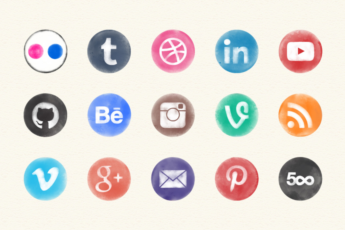 Social Media Watercolor Icons preview 3