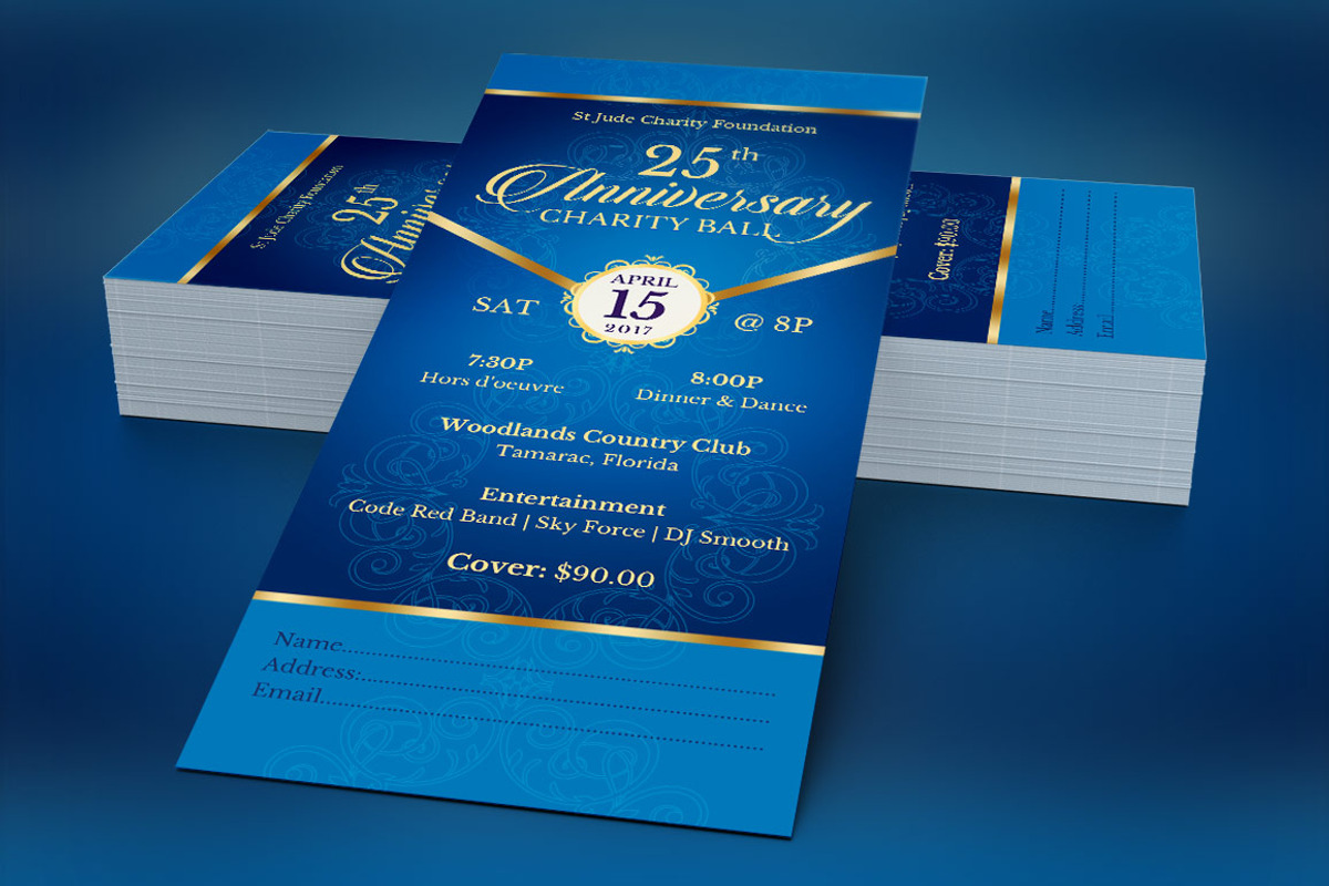 Blue Anniversary Banquet Ticket Word, a Card Template by Godserv Designs (Photo 3 of 3)