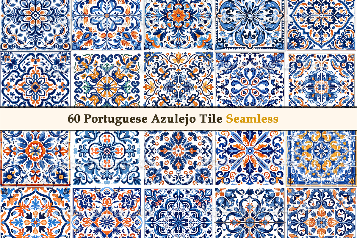 Portuguese Azulejo Pattern Tile V2, a Pattern Graphic by Negarin Digital Art (Photo 5 of 8)