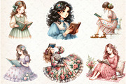 Girl in Floral Dress Read Book Clipa, an Illustration by Libby Wishes (Thumbnail 2 of 7)