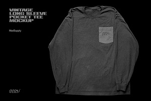 Worn Long Sleeve Pocket Tee Mockup