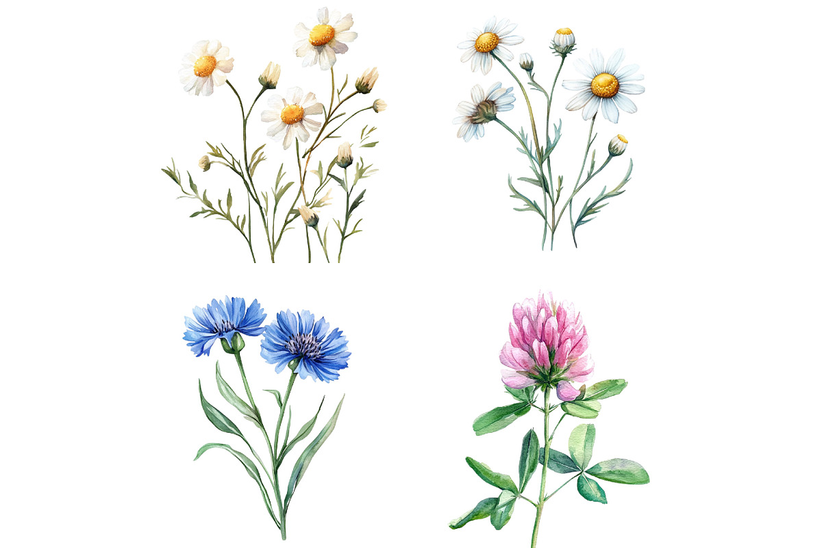 Wildflower Watercolor Clipart Bundle, an Illustration by DreamCafeArt (Photo 2 of 5)