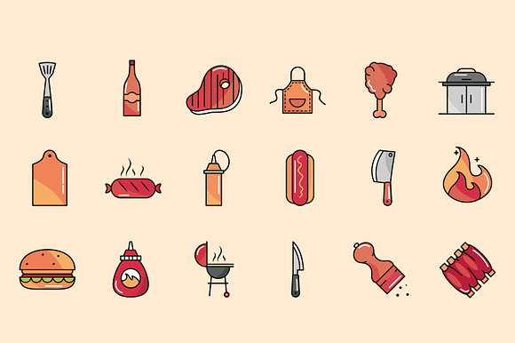 BBQ & Grill Icon Set preview 2