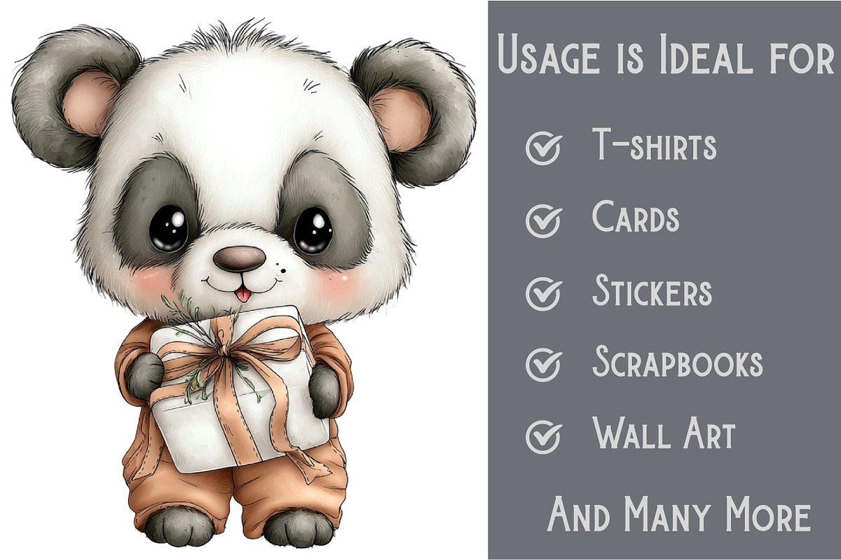 Whimsical Christmas Panda Clipart, an Illustration by Pixels.Craft (Photo 3 of 6)