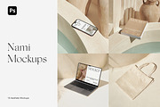 iPhone MacBook Tote Bag Book Mockups, an iPhone Mockup by Feel This (Thumbnail 1 of 9)