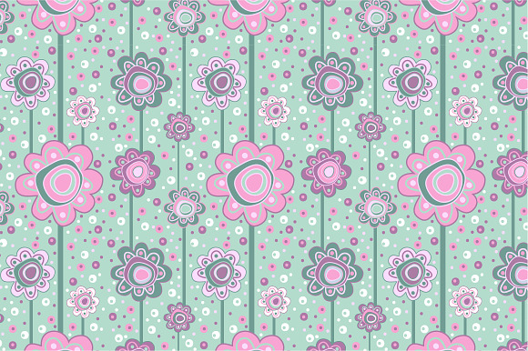 Seamless Pattern Pink Flowers