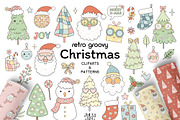 Retro Christmas Collection, a Seasonal Illustration by JulzaArt (Thumbnail 1 of 9)