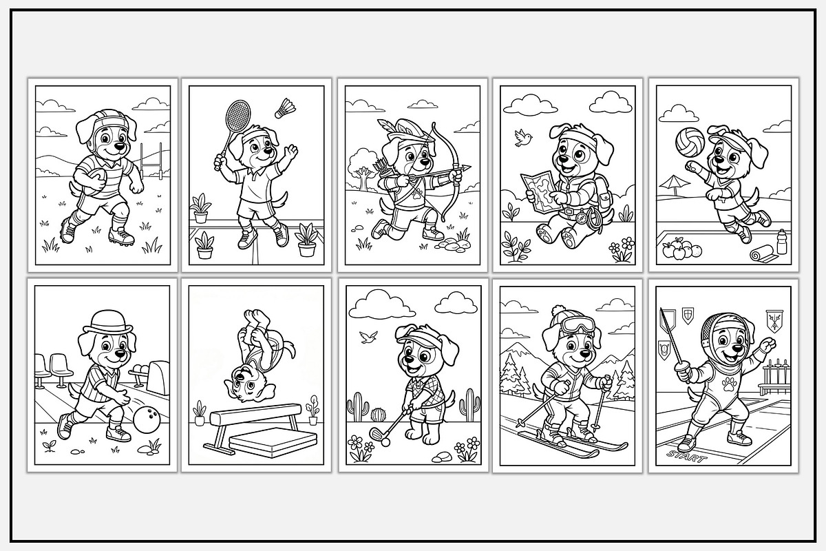 Dog Playing Sports Coloring Pages, a Sport Illustration by Lamia Emad (Photo 3 of 5)