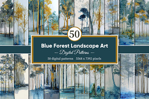 Blue Forest Landscape Art